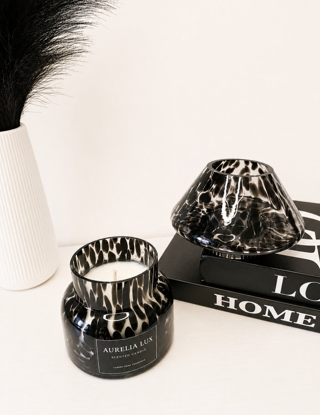 60 hr Scented Candle | Dalmatian Glass Lamp Jar | Home Fragrance-AURELIALUX