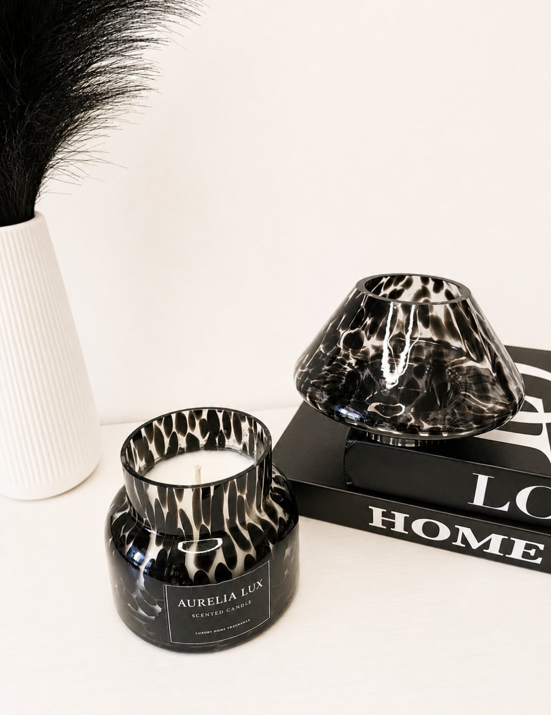 60 hr Scented Candle | Dalmatian Glass Lamp Jar | Home Fragrance-AURELIALUX