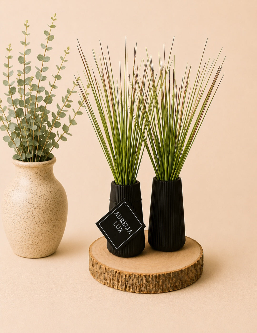 Double Pampas Grass- Ribbed Vases