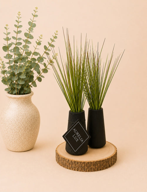 Double Pampas Grass- Ribbed Vases